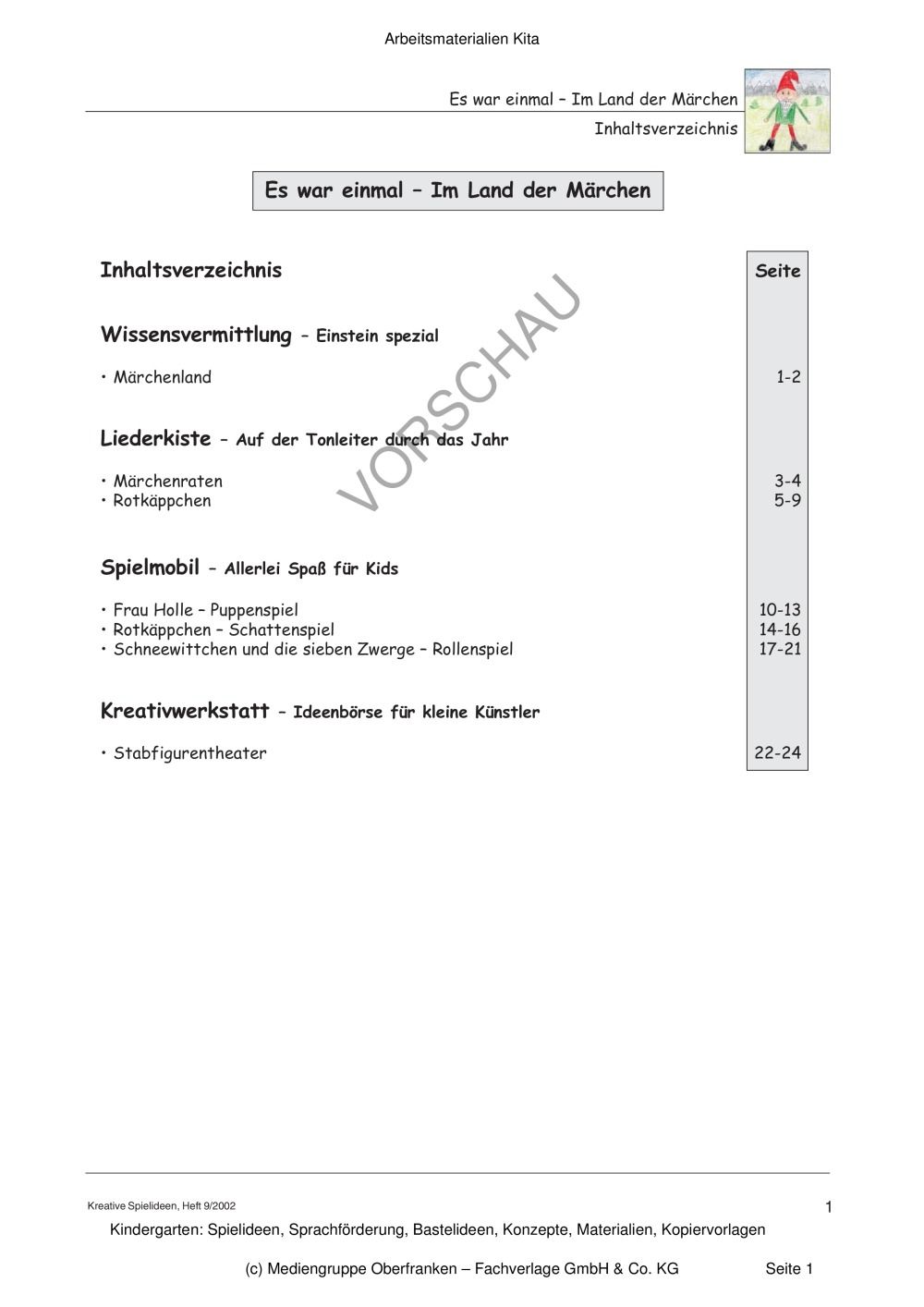 Kindergartenmaterial Es War Einmal Im Land Der Marchen Edidact